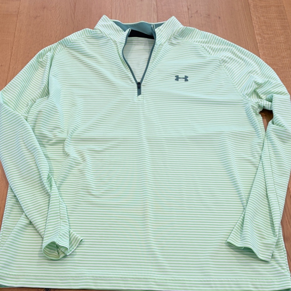 Under Armour Mint Green Striped Quarter-Zip Pullover